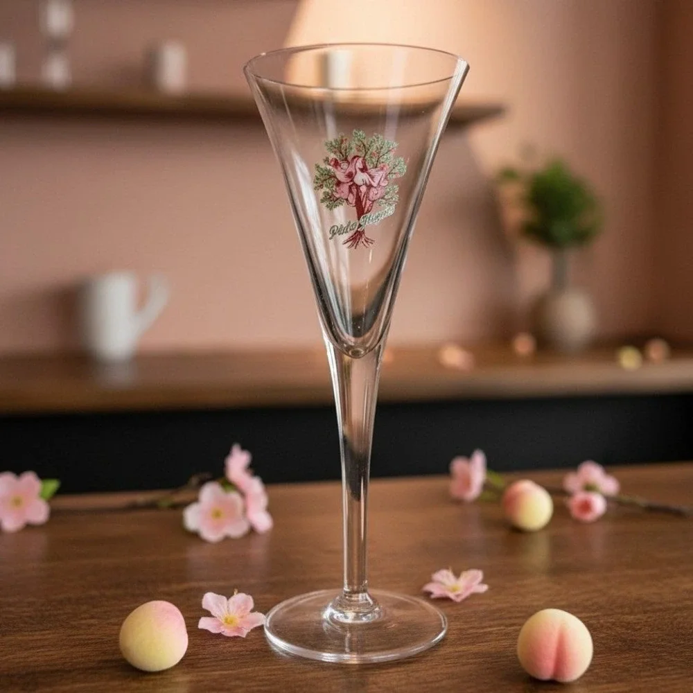 Pêcher Mignon Fluted Cocktail‎ Glass, Vintage Mid-Century Stemware, Barware